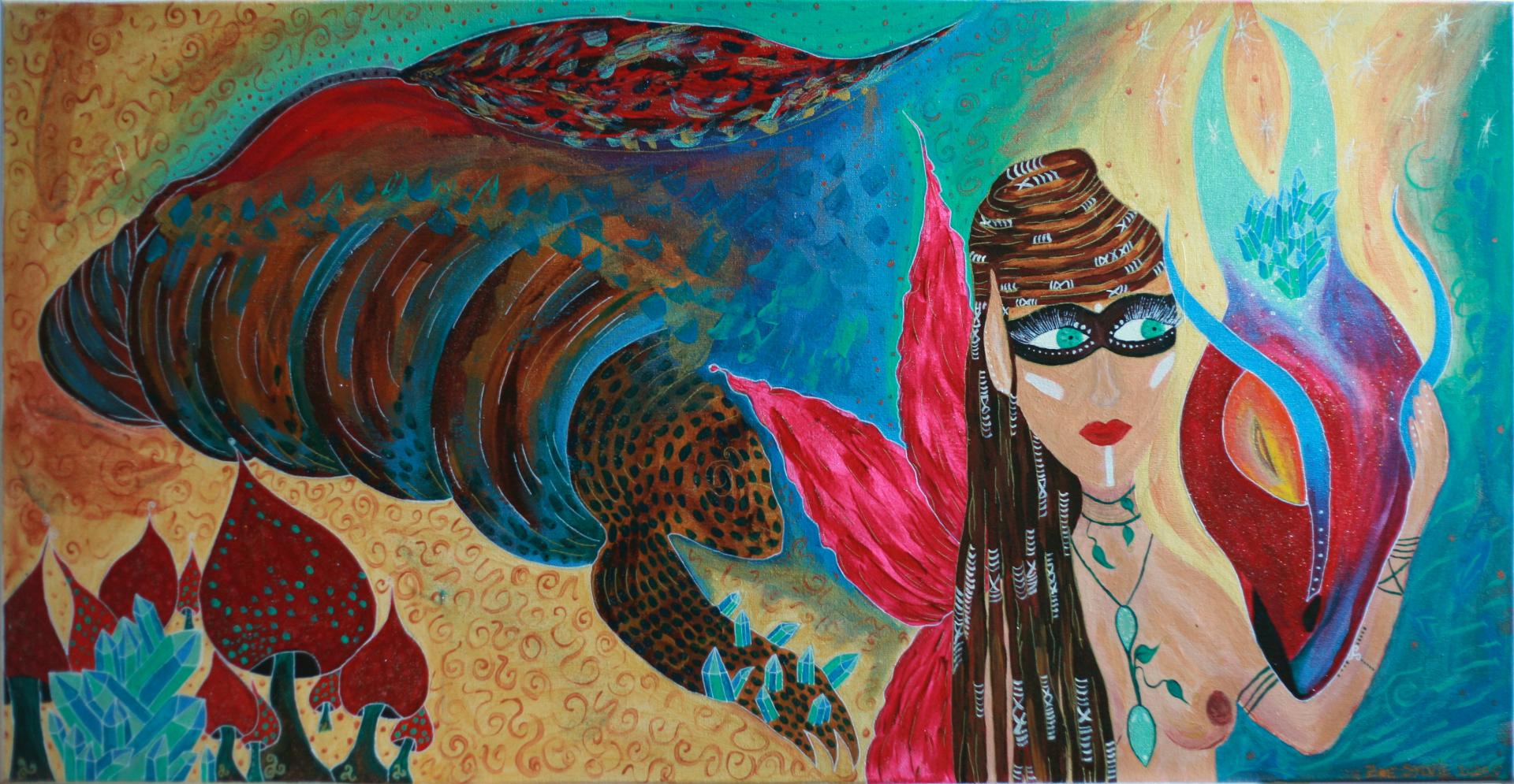 Fée o dragon 50x100cm acrylique